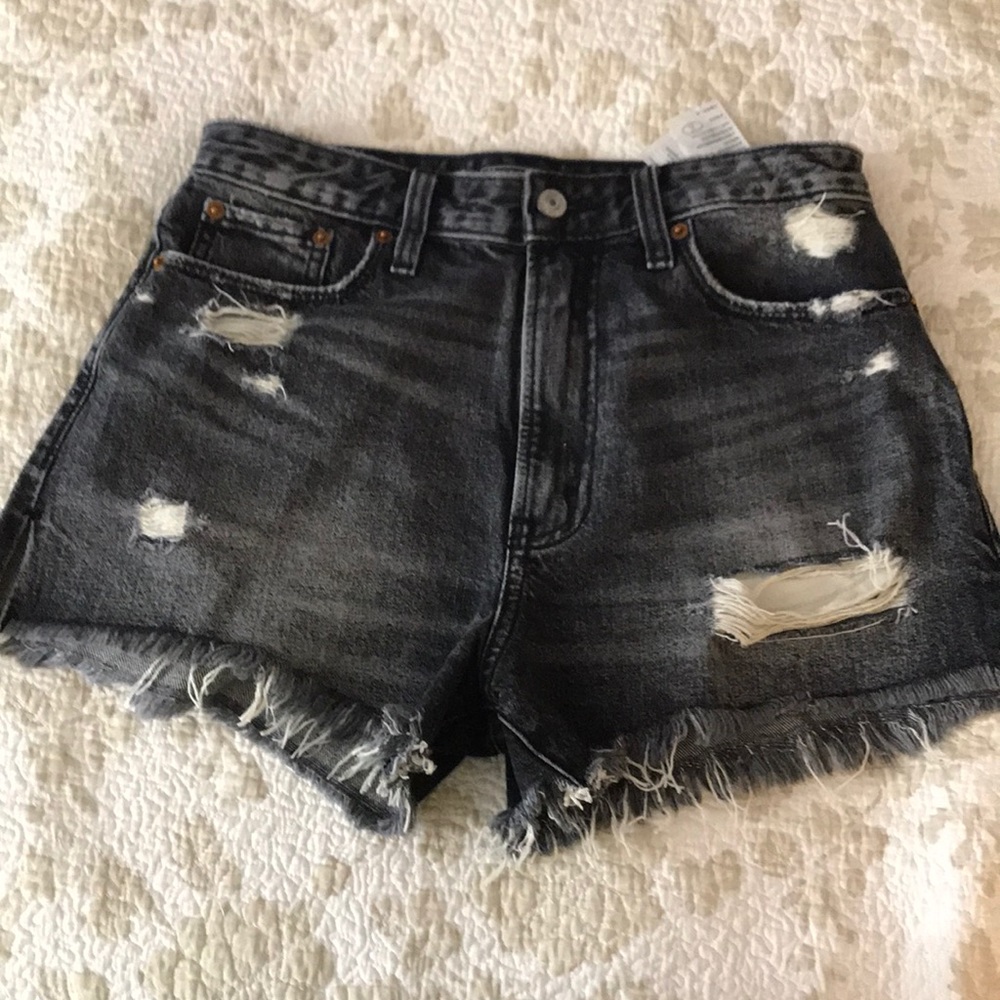 black ripped denim Abercrombie shorts